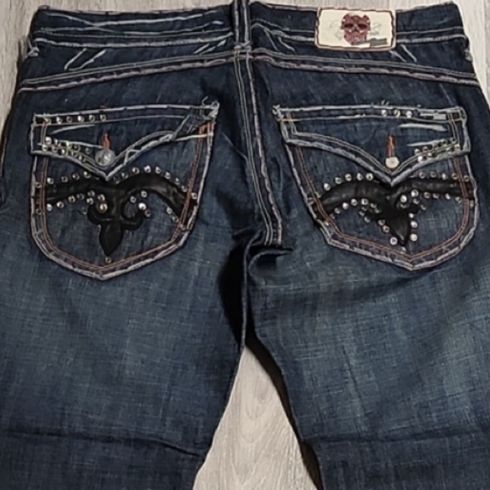 RARE LAGUNA BEACH DISTRESSED STUDDED DENIM JEANS y2k Vintage jeans sz 33